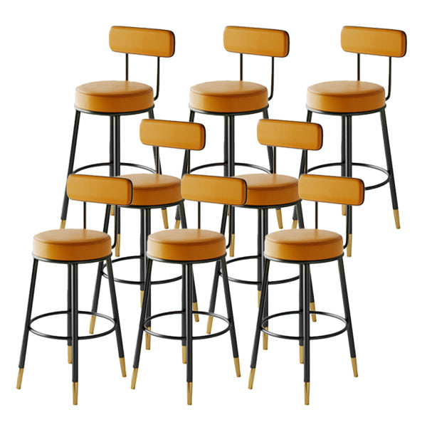 Modern Armless Backrest Counter Stool Iron Dining Room Bar Stool with Leather Cushion
