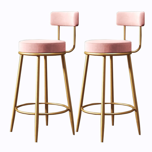 Glam Armless Backrest Counter Stool Iron Cushion Bar Stool with and Pedal