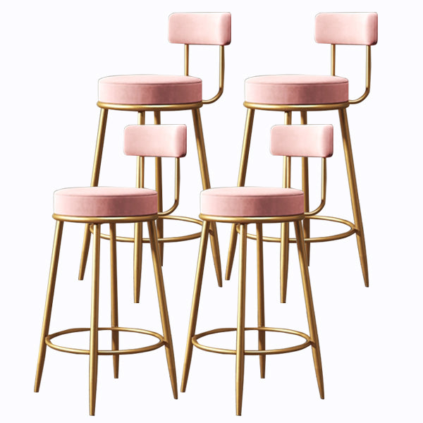 Glam Armless Backrest Counter Stool Iron Cushion Bar Stool with and Pedal