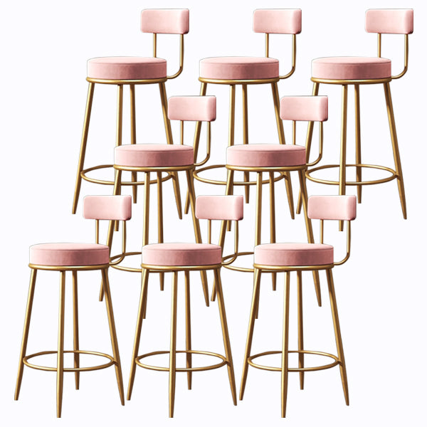Glam Armless Backrest Counter Stool Iron Cushion Bar Stool with and Pedal