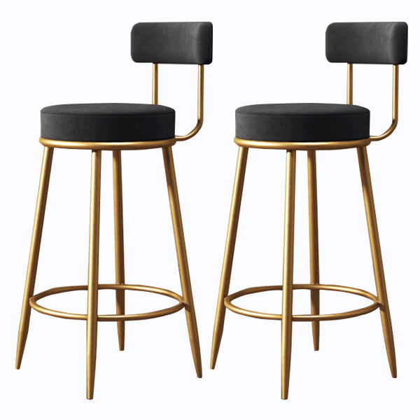 Glam Armless Backrest Counter Stool Iron Cushion Bar Stool with and Pedal