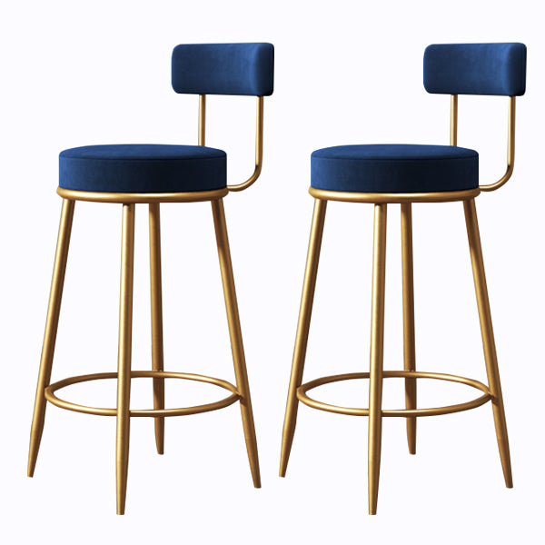 Glam Armless Backrest Counter Stool Iron Cushion Bar Stool with and Pedal