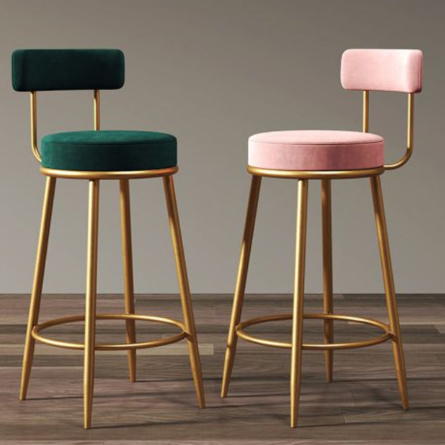 Glam Armless Backrest Counter Stool Iron Cushion Bar Stool with and Pedal