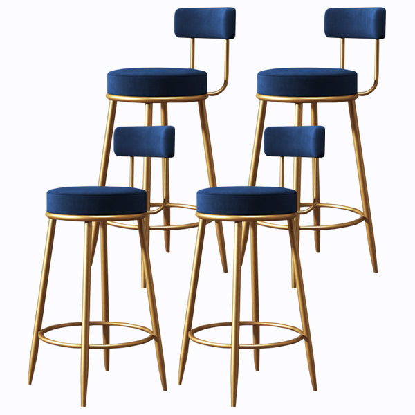 Glam Armless Backrest Counter Stool Iron Cushion Bar Stool with and Pedal