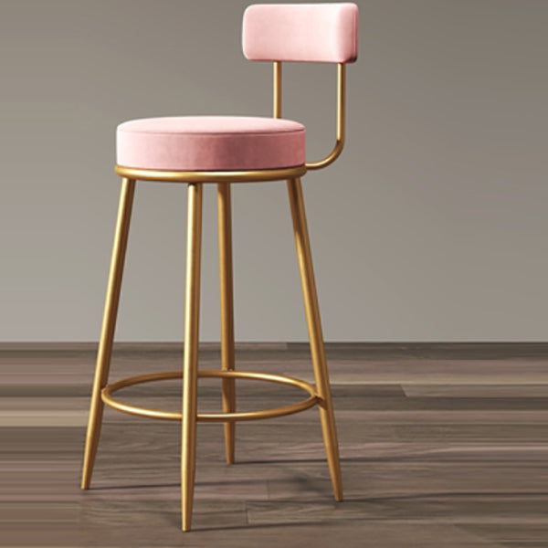 Glam Armless Backrest Counter Stool Iron Cushion Bar Stool with and Pedal