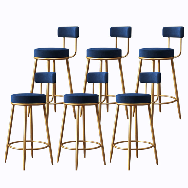 Glam Armless Backrest Counter Stool Iron Cushion Bar Stool with and Pedal