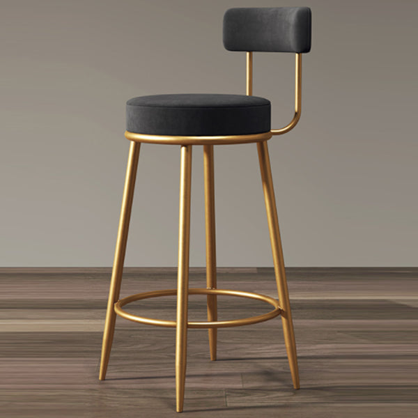 Glam Armless Backrest Counter Stool Iron Cushion Bar Stool with and Pedal