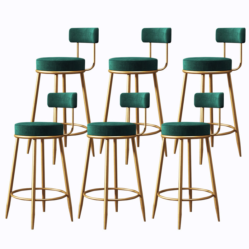 Glam Armless Backrest Counter Stool Iron Cushion Bar Stool with and Pedal