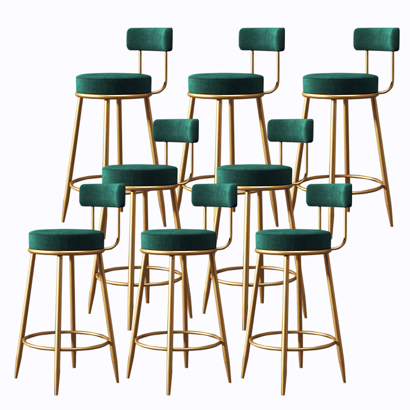 Glam Armless Backrest Counter Stool Iron Cushion Bar Stool with and Pedal