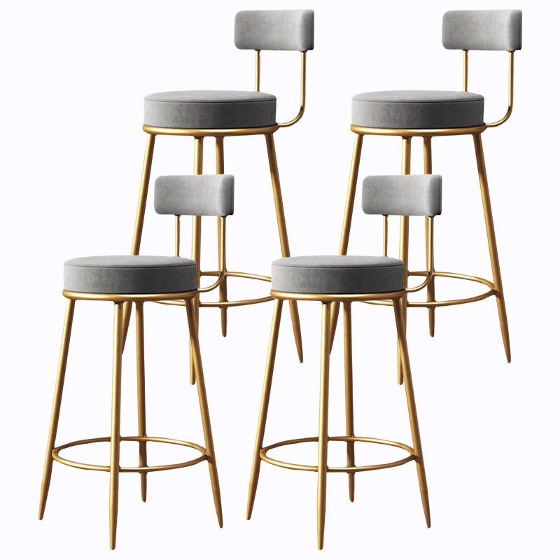 Glam Armless Backrest Counter Stool Iron Cushion Bar Stool with and Pedal