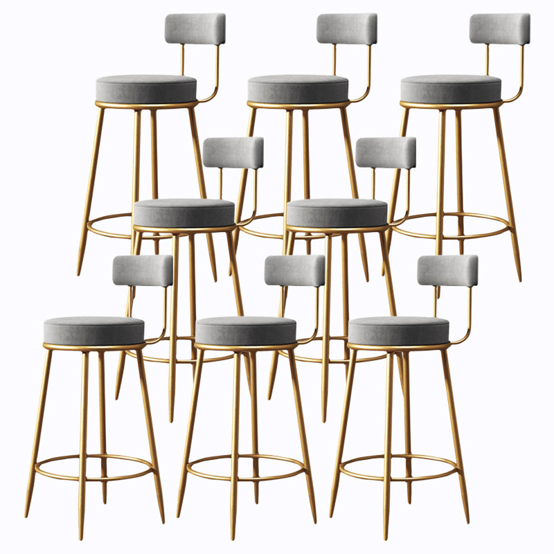 Glam Armless Backrest Counter Stool Iron Cushion Bar Stool with and Pedal