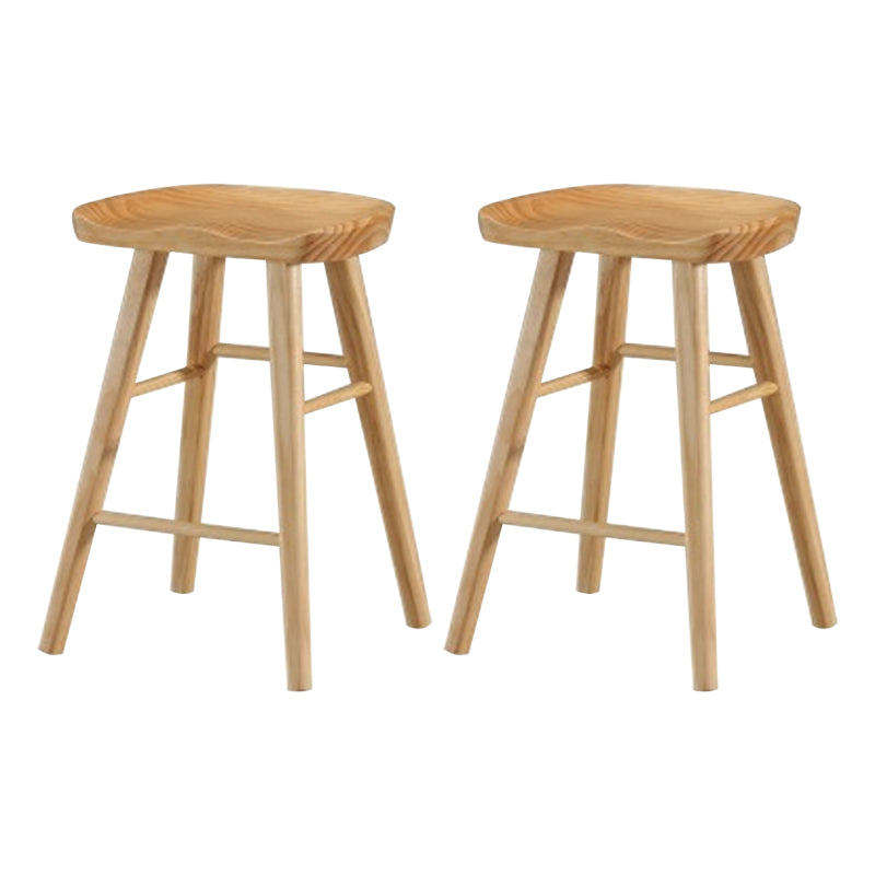Modern Armless Counter Stool Pine Wood Cafe Bar Stool with Wooden Seat and Pedal