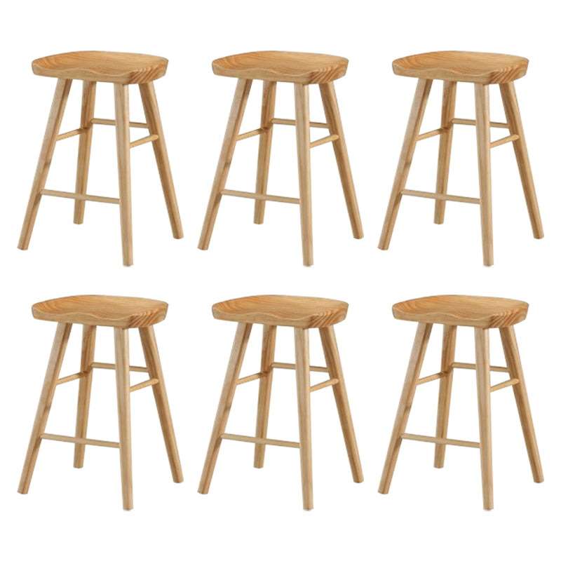 Modern Armless Counter Stool Pine Wood Cafe Bar Stool with Wooden Seat and Pedal