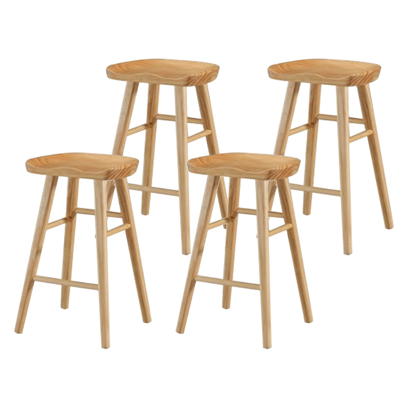 Modern Armless Counter Stool Pine Wood Cafe Bar Stool with Wooden Seat and Pedal