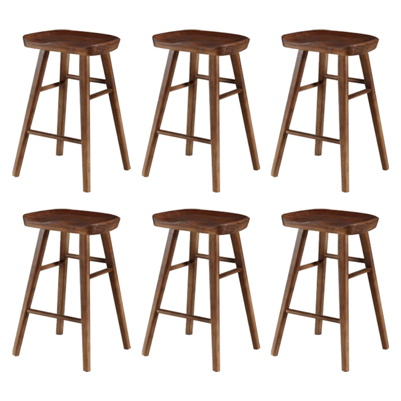 Modern Armless Counter Stool Pine Wood Cafe Bar Stool with Wooden Seat and Pedal