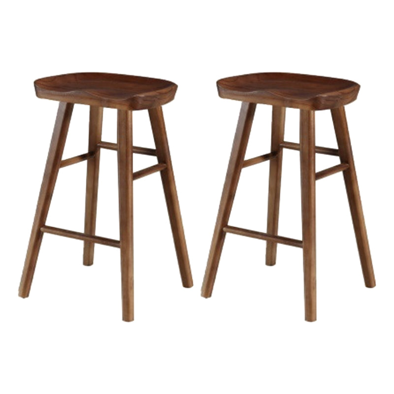 Modern Armless Counter Stool Pine Wood Cafe Bar Stool with Wooden Seat and Pedal
