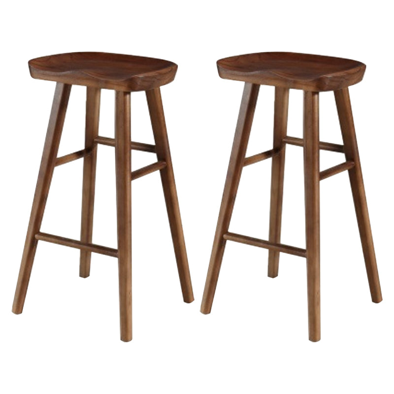Modern Armless Counter Stool Pine Wood Cafe Bar Stool with Wooden Seat and Pedal