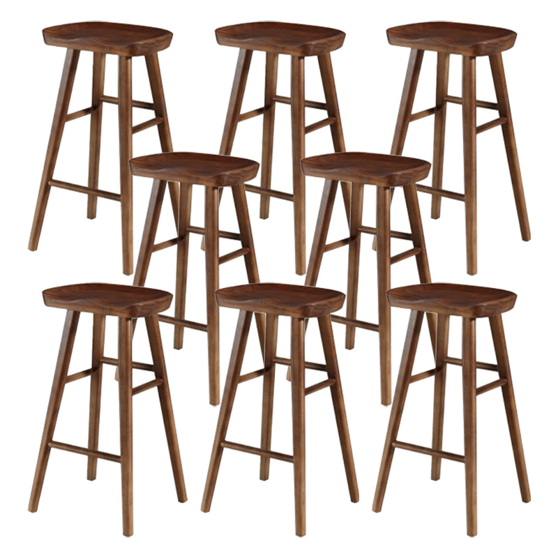 Modern Armless Counter Stool Pine Wood Cafe Bar Stool with Wooden Seat and Pedal