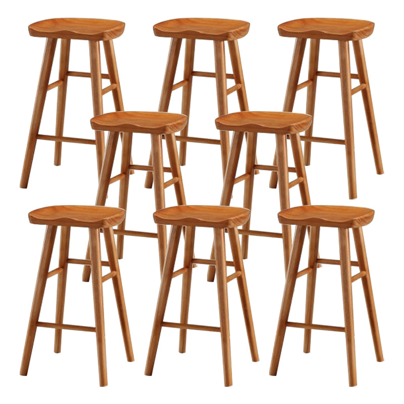 Modern Armless Counter Stool Pine Wood Cafe Bar Stool with Wooden Seat and Pedal