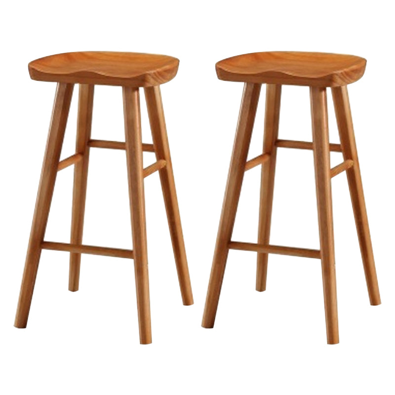 Modern Armless Counter Stool Pine Wood Cafe Bar Stool with Wooden Seat and Pedal