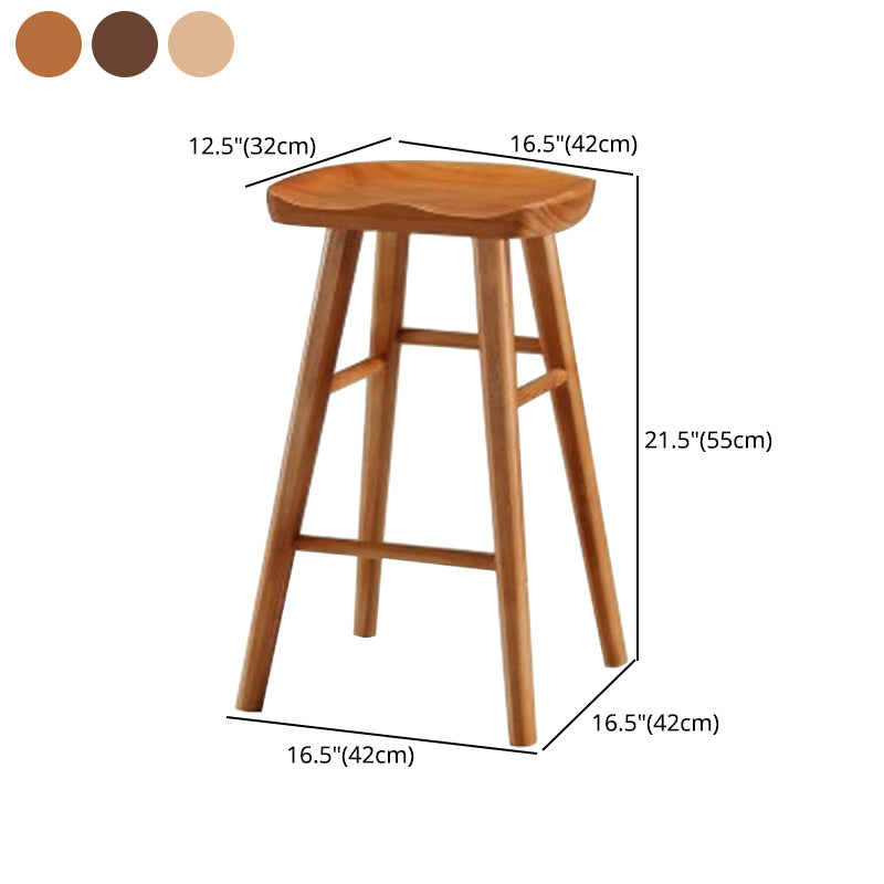 Modern Armless Counter Stool Pine Wood Cafe Bar Stool with Wooden Seat and Pedal
