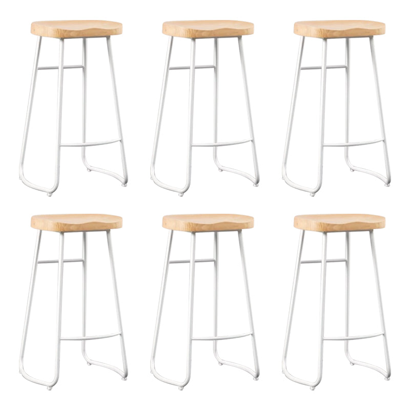 Modern Armless Counter Stool Iron Cafe Bar Stool with Wooden Seat and Pedal
