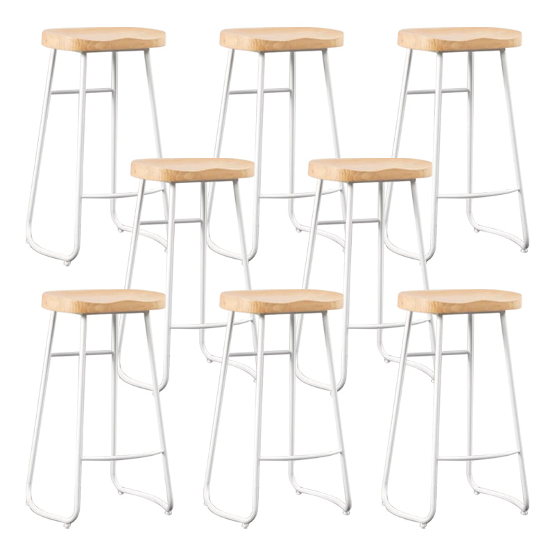 Modern Armless Counter Stool Iron Cafe Bar Stool with Wooden Seat and Pedal