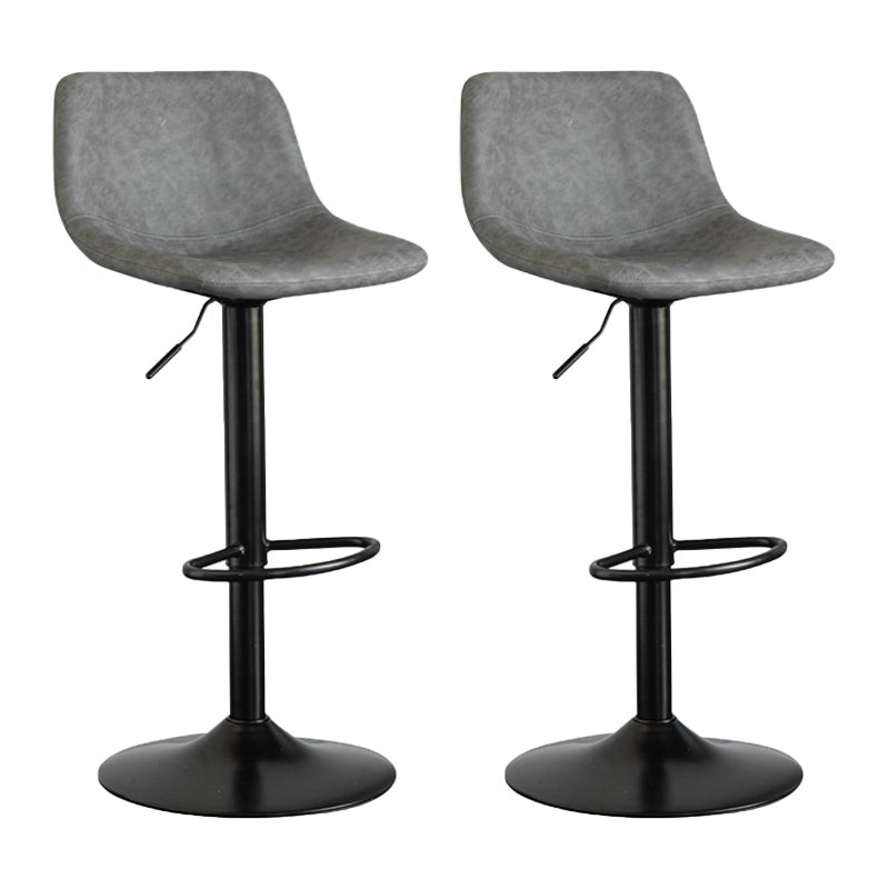 Contemporary Reception Adjustable Height Stool Matte Finish Leather Barstool