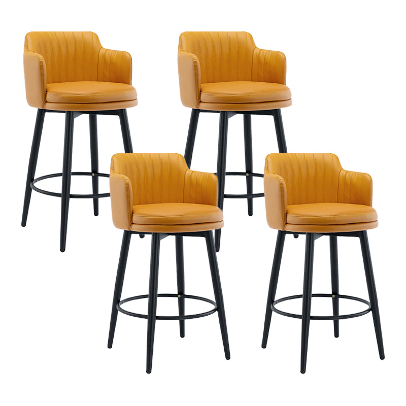 Modern Reception Armed Swivel Stool Matte Finish Leather Barstool