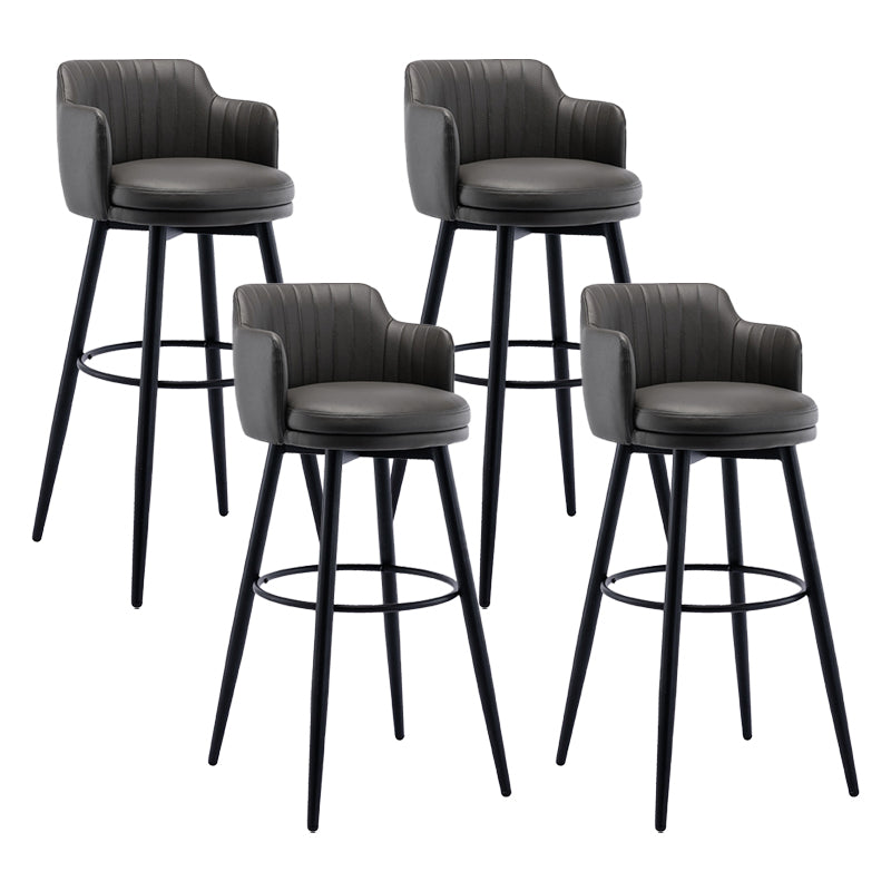 Modern Reception Armed Swivel Stool Matte Finish Leather Barstool