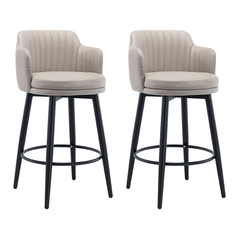 Modern Reception Armed Swivel Stool Matte Finish Leather Barstool