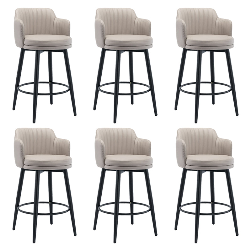 Modern Reception Armed Swivel Stool Matte Finish Leather Barstool