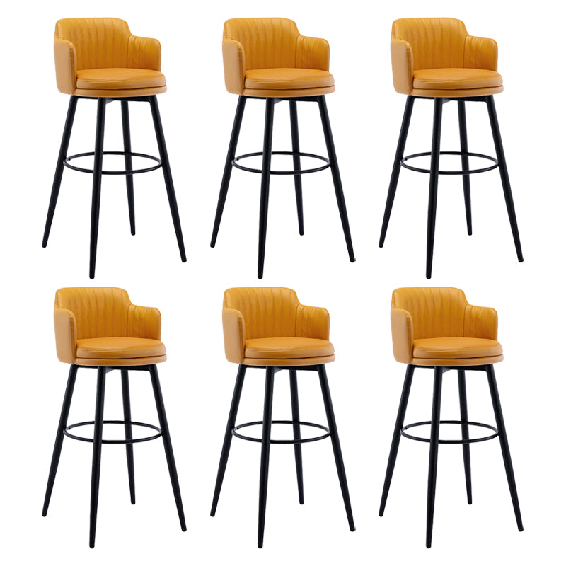 Modern Reception Armed Swivel Stool Matte Finish Leather Barstool