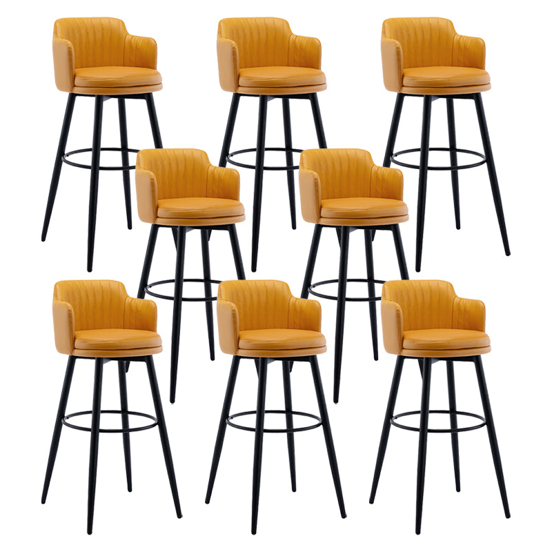 Modern Reception Armed Swivel Stool Matte Finish Leather Barstool