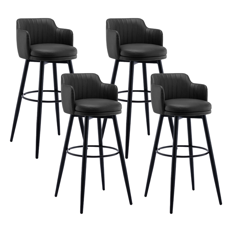 Modern Reception Armed Swivel Stool Matte Finish Leather Barstool