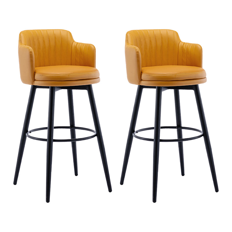 Modern Reception Armed Swivel Stool Matte Finish Leather Barstool