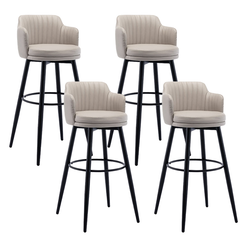Modern Reception Armed Swivel Stool Matte Finish Leather Barstool