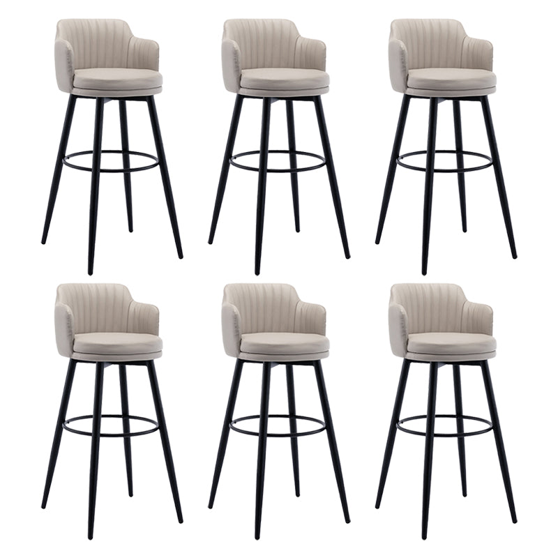 Modern Reception Armed Swivel Stool Matte Finish Leather Barstool