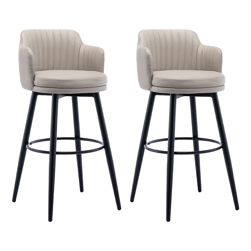 Modern Reception Armed Swivel Stool Matte Finish Leather Barstool
