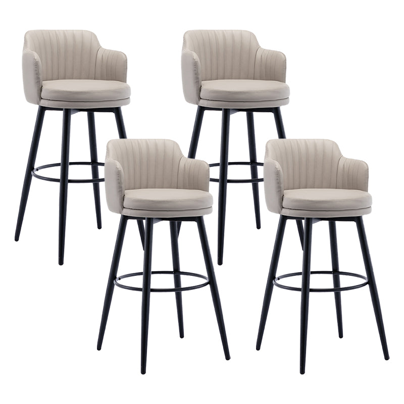 Modern Reception Armed Swivel Stool Matte Finish Leather Barstool
