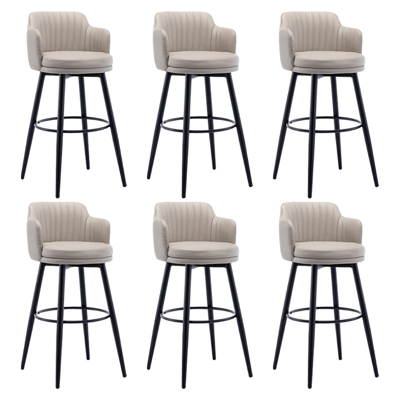 Modern Reception Armed Swivel Stool Matte Finish Leather Barstool