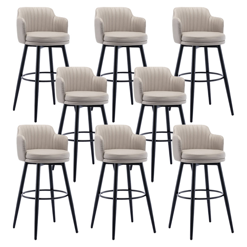 Modern Reception Armed Swivel Stool Matte Finish Leather Barstool