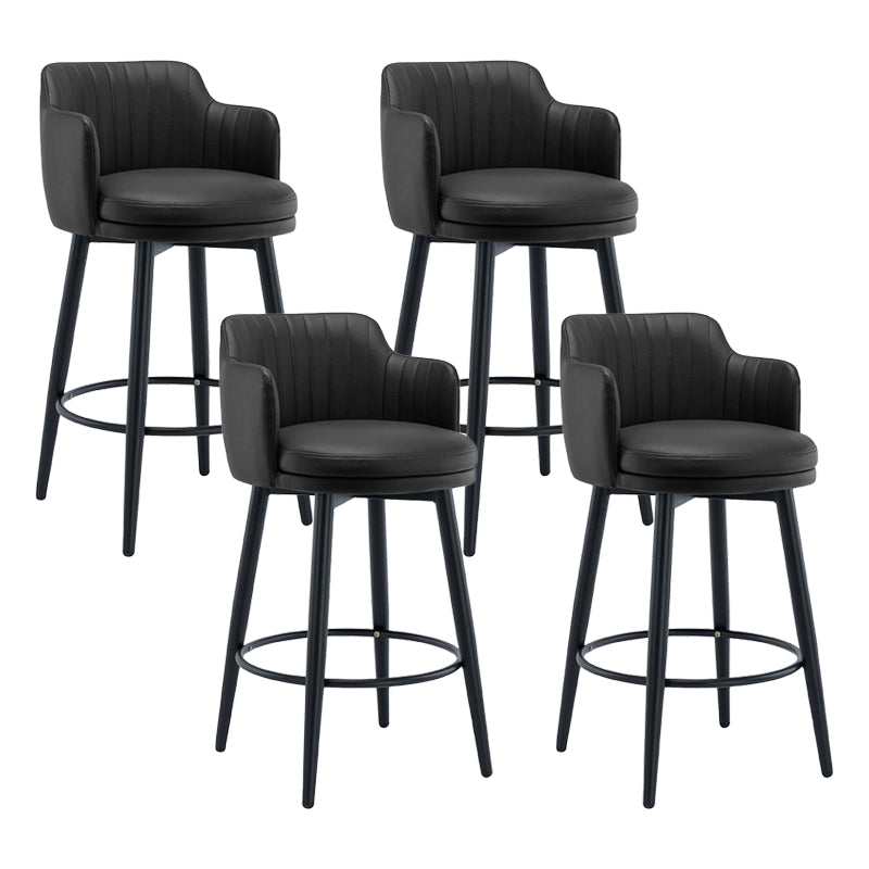 Modern Reception Armed Swivel Stool Matte Finish Leather Barstool