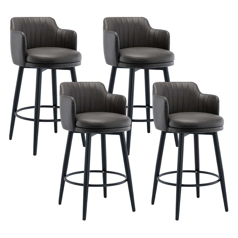 Modern Reception Armed Swivel Stool Matte Finish Leather Barstool