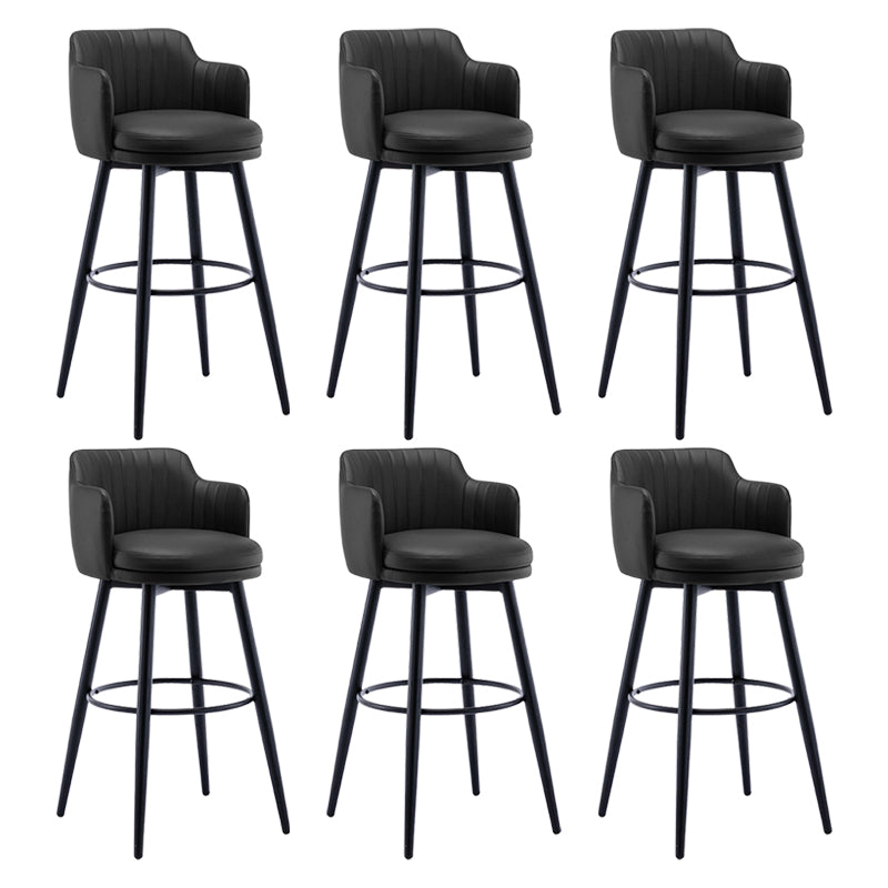 Modern Reception Armed Swivel Stool Matte Finish Leather Barstool