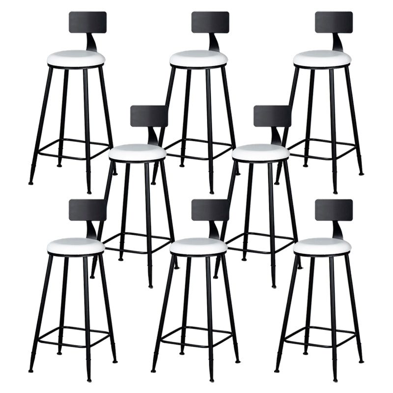 Modern Armless Backrest Counter Stool Iron Kitchen Bar Stool with Cushion