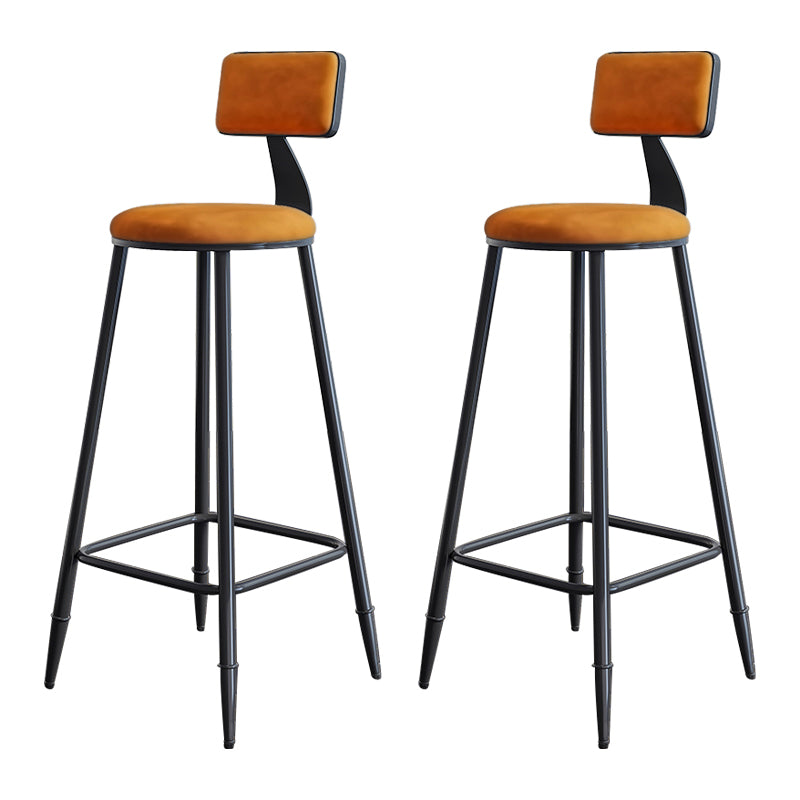 Modern Armless Backrest Counter Stool Iron Kitchen Bar Stool with Cushion