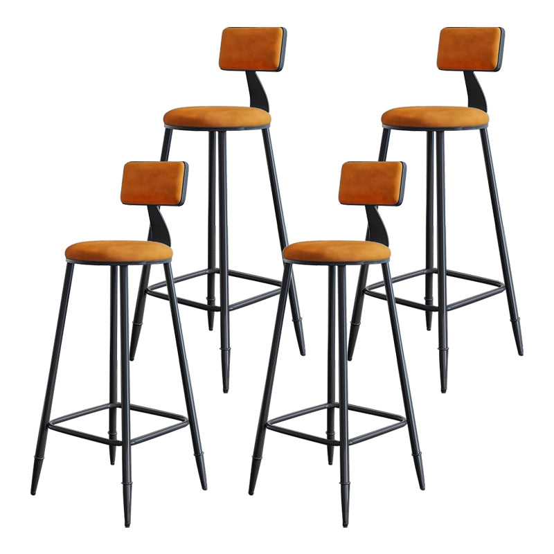 Modern Armless Backrest Counter Stool Iron Kitchen Bar Stool with Cushion