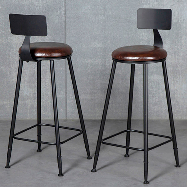 Modern Armless Backrest Counter Stool Iron Kitchen Bar Stool with Cushion