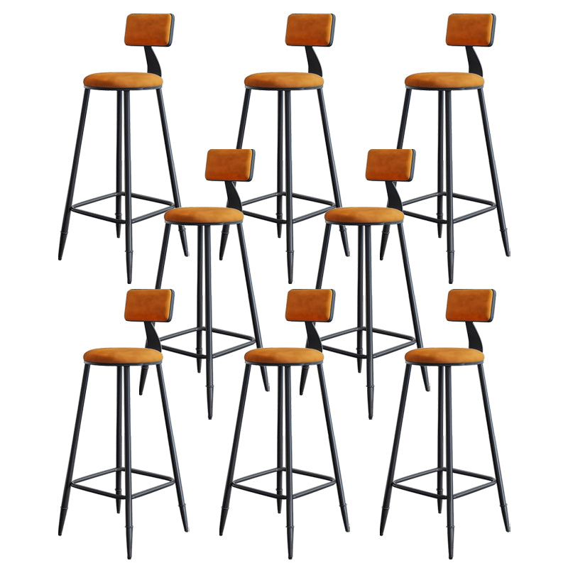 Modern Armless Backrest Counter Stool Iron Kitchen Bar Stool with Cushion